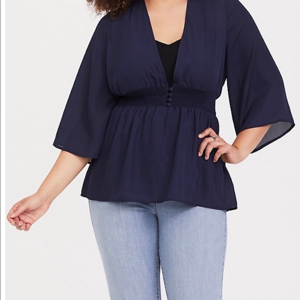 Torrid dark navy 3x smocked babydoll blouse
